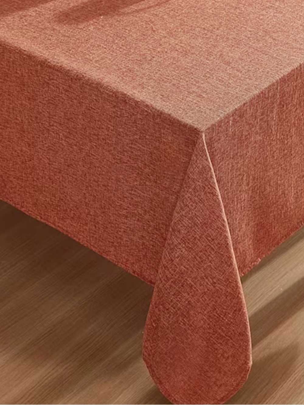 Rust Textured Dining Tablecloth - Premium Linen-Look - Picture 2 of 2